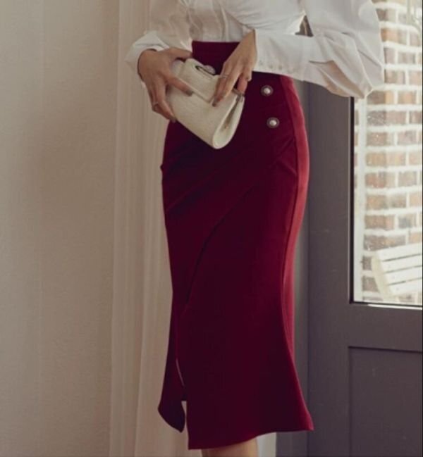 LB283 スカート 不規則 スリット 膝丈 スカート ビジネス 通勤 仕事用 ボトムス フォマール ミディアム丈 オフィス ひざ丈スカート S拍卖