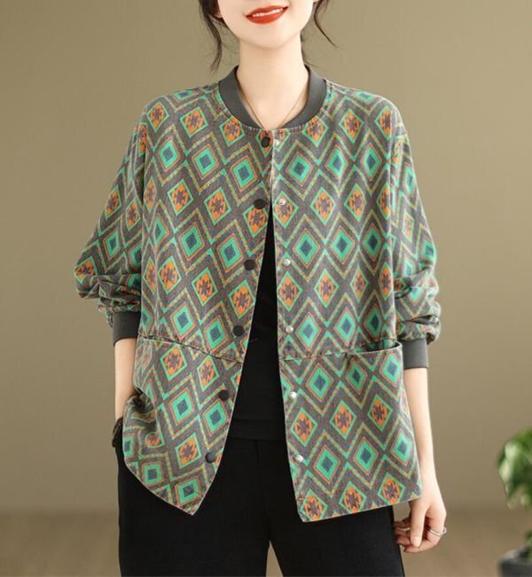 LB374 カジュアル コート 長袖 ブラウス 大人 着痩せ お洒落 レディース ジャケット 復古 ショートコート 緑 M拍卖