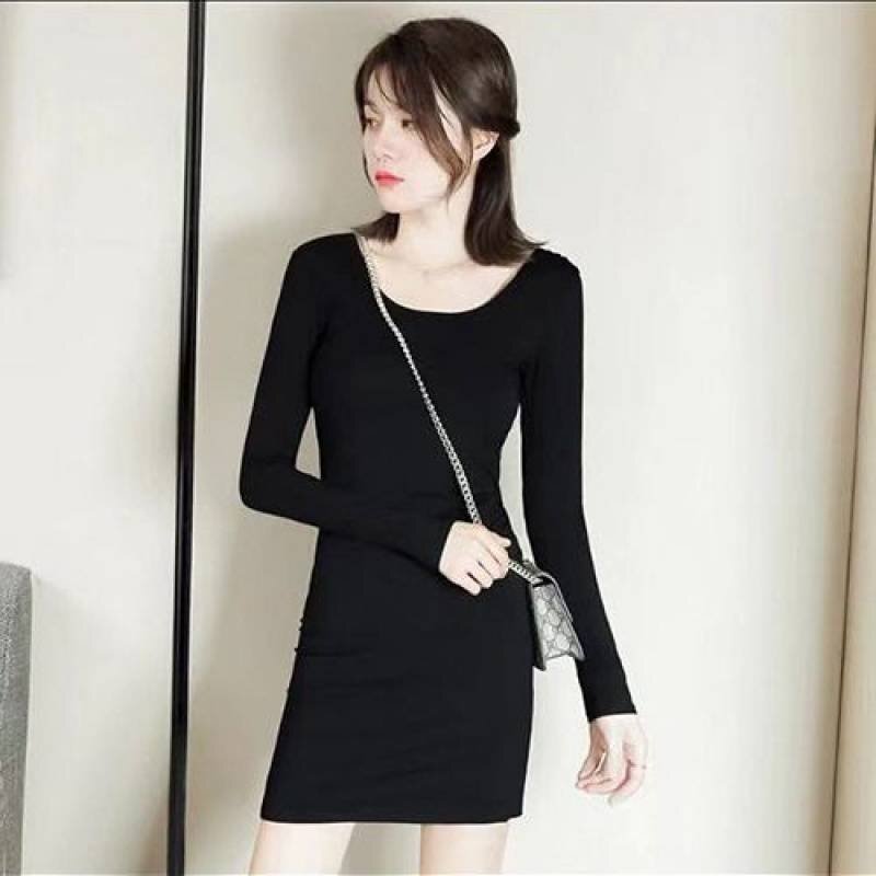 新品 ミニ丈 ワンピース ロングシャツ 黒 長袖 ボディコン LA1277拍卖