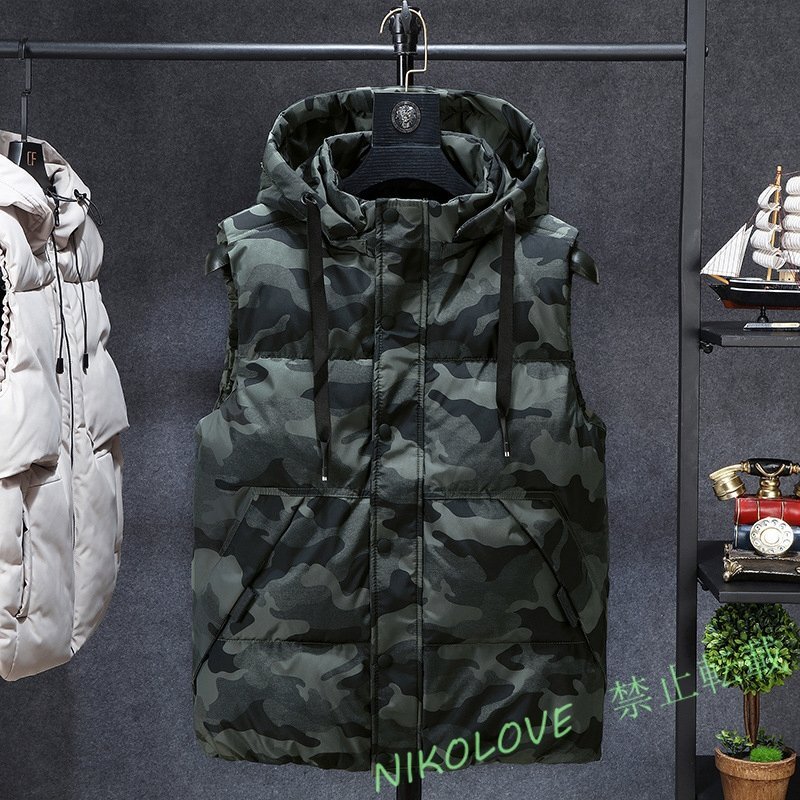 中綿ベスト メンズ ダウンベスト アウター フード付き 防寒 防風 厚手 軽量 大きいサイズ 秋冬 L~7XL 3色 LC930拍卖