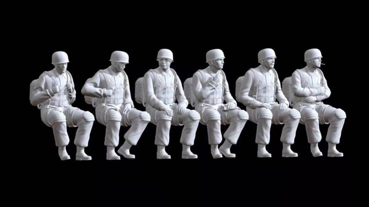 1/144レジンキット 未塗装 WWⅡ ドイツ軍 落下傘部隊 兵士フィギュア6体 座り姿 ワールドタンクミュージアム【同梱可能】1023拍卖