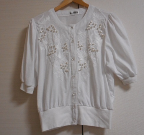 ブラウス J.BATIK 5分袖 9号 白 綿65%ポリエステル35% used拍卖