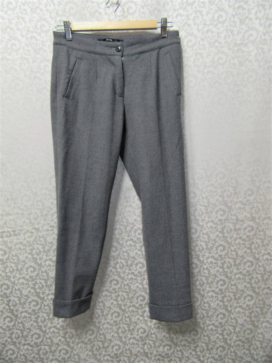 34★FLASK 綺麗ラインストレッチパンツ グレイ系 38拍卖