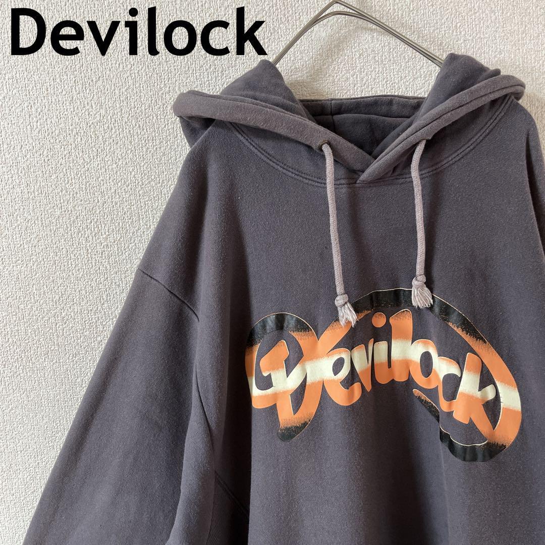 W1 DEVILOCK スウェットパーカー Mメンズ程度 バッグプリント 灰拍卖