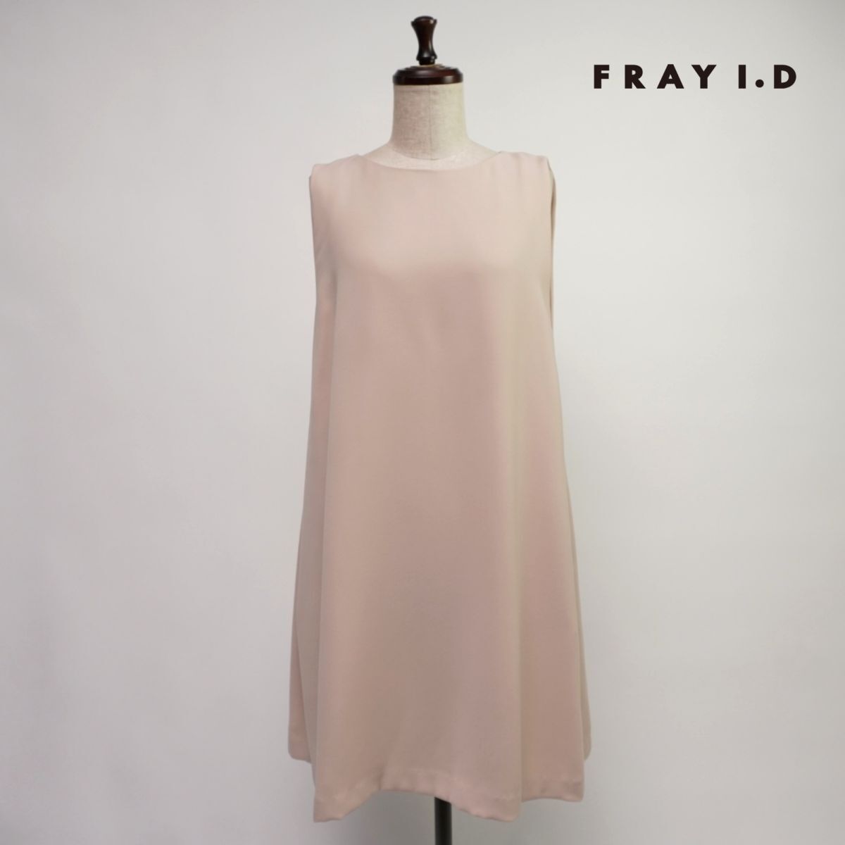 FRAY I.D フレイアイディー ノースリーブAラインワンピース バックデザイン 膝丈 裏地あり レディース ベージュ サイズ1*OC83拍卖