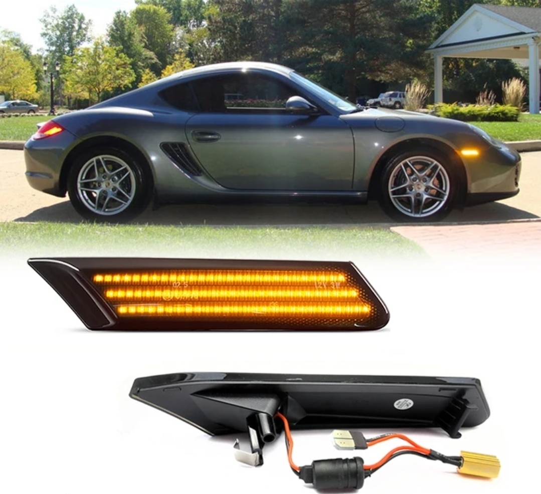 ④LEDダイナミックサイドマーカー フェンダーサイドウインカー スモーク ポルシェ911 997カレラタルガターボ4 S GTボクスターケイマン987拍卖