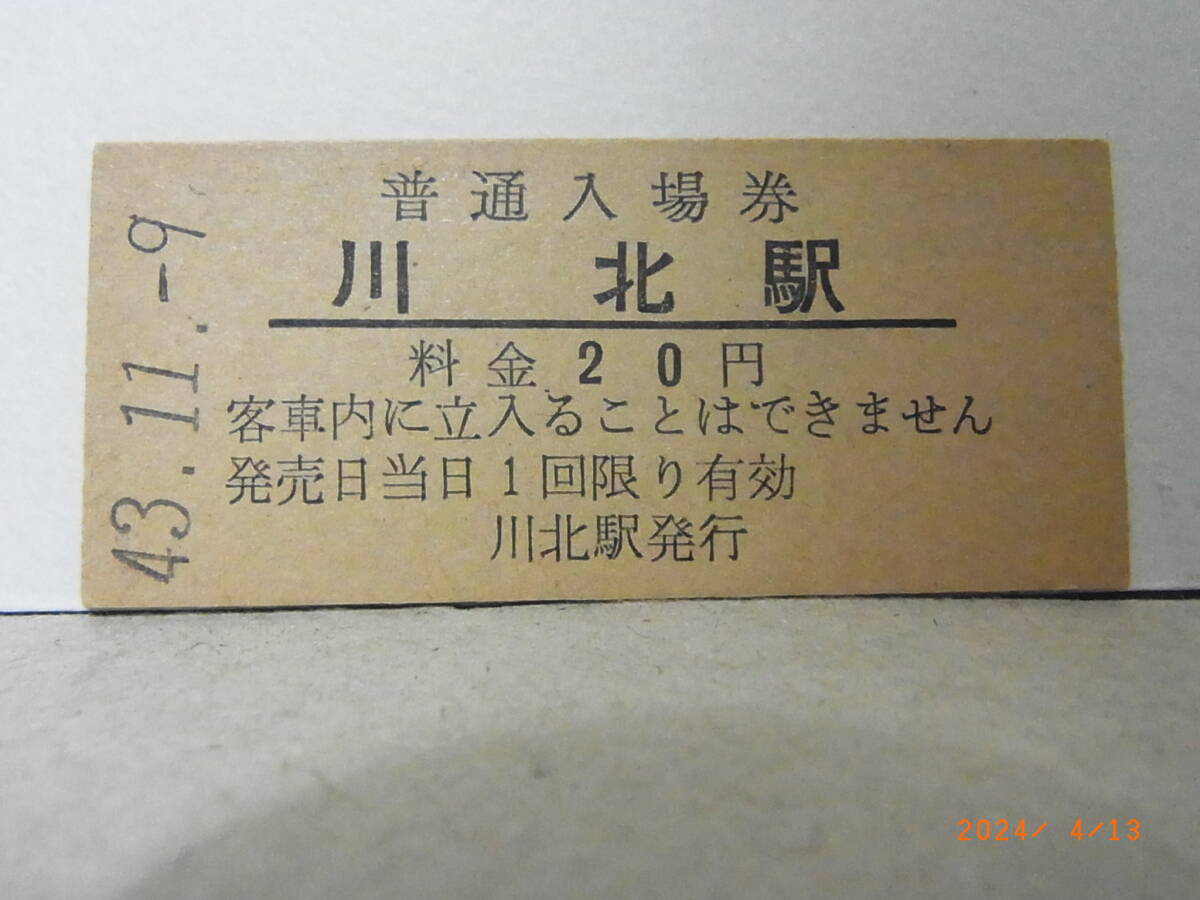国鉄 標津線・廃線 川上駅 20円普通入場券 昭43.11.9 ★送料無料★拍卖