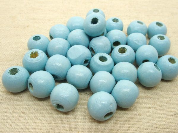 即決 50個 1cm ウッド エスニックビーズ 水色 ★木製パーツハンドメイド アクセサリービーズ ★素材 ハンドメイド拍卖