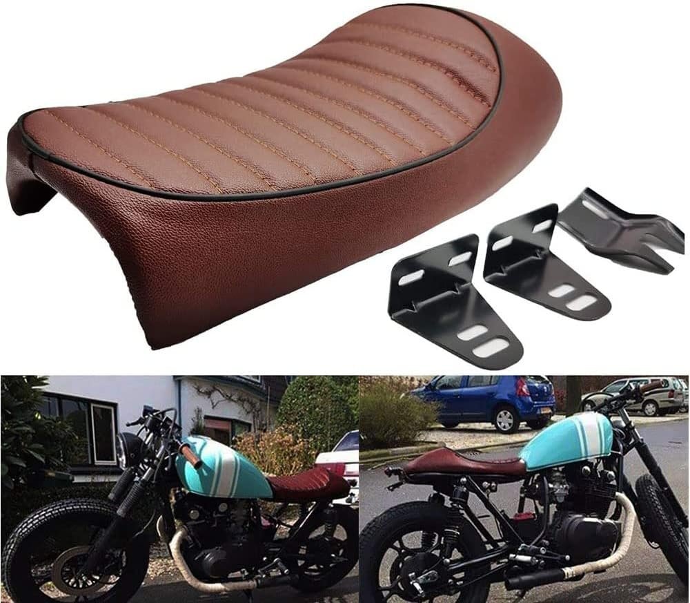 に適用 KZ GS SR ホンダ カフェ レーサーシート puレザー 耐摩擦 耐久性 ハンプ シートクッション (ブラウン)拍卖