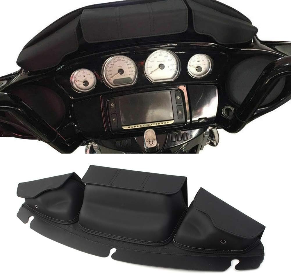 オートバイ用 ウインドシールド バッグ スクリーン フロントガラスバッグ 収納バッグ ポーチ 3ポケット PUレザー 小物入れ ハーレー ツー拍卖