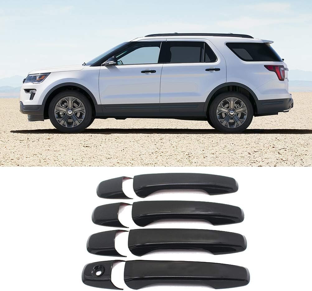 ドアハンドルカバー フォード 2011-2019 エクスプローラー & 2012-2014 エッジ ドアハンドルカバー ドアハンドル 艶あり 光沢ブラック塗装拍卖