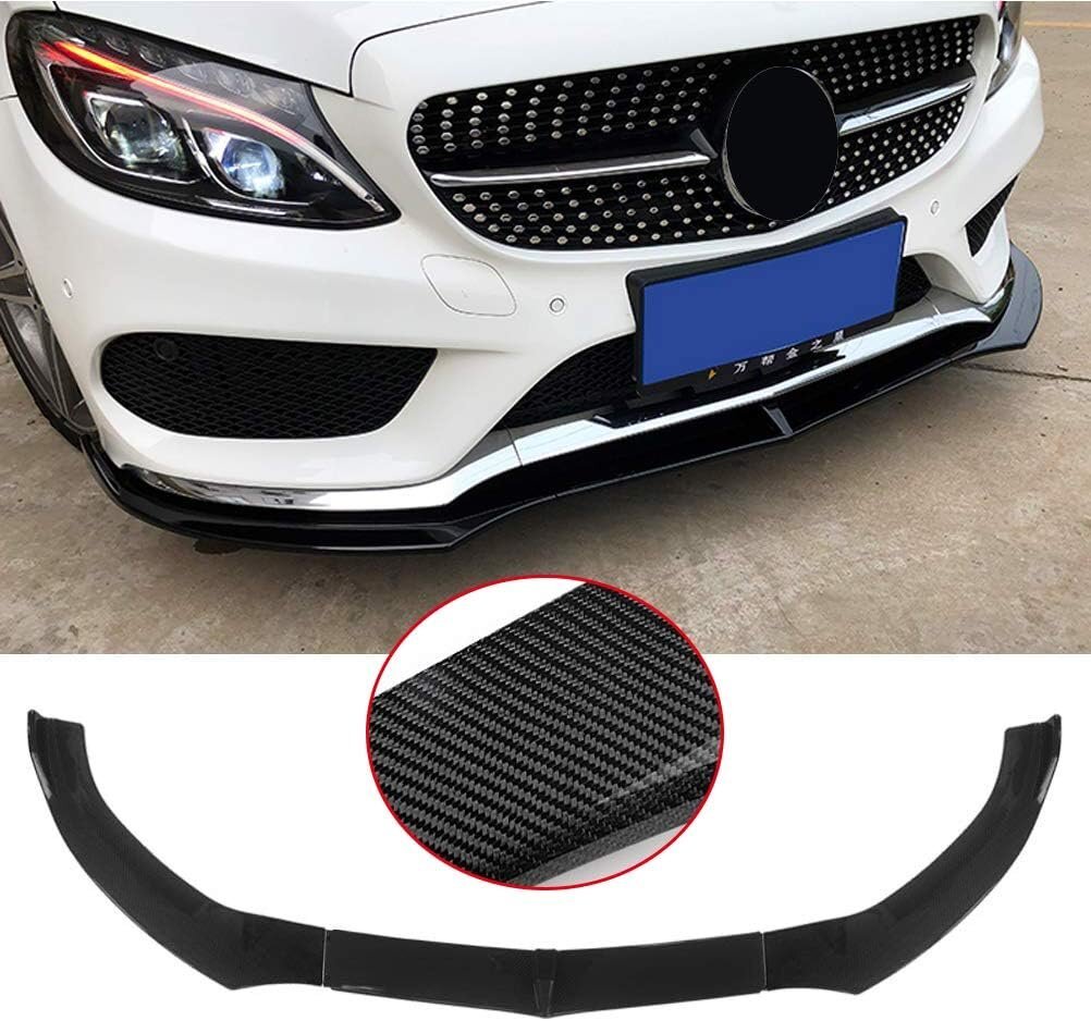 フロントスポイラー ベンツ Cクラス 2015-2018 W205 スポーツ専用 リップスポイラー フロントリップ ABS製 カーボン調 塗装済み 3分割 外拍卖