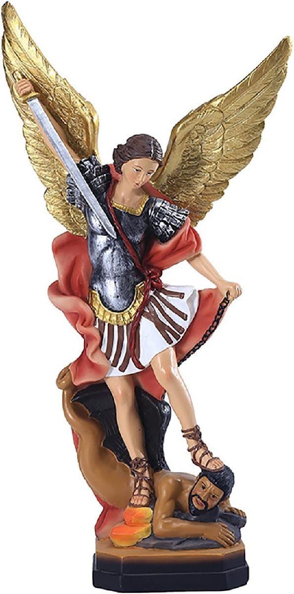 12.2インチ 聖ミカエル・サンミゲル・アルカンジェル像 偉大な守護者 聖大天使ミカエル敗北 邪悪なドラゴン 宗教的 コレクター収集品 バト拍卖