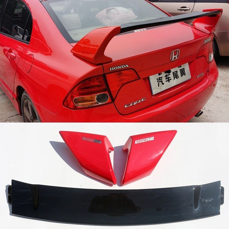 HONDA ホンダ シビック FD2 2006-2011 RED リアスポイラー リアウィング 3パーツ ABS拍卖
