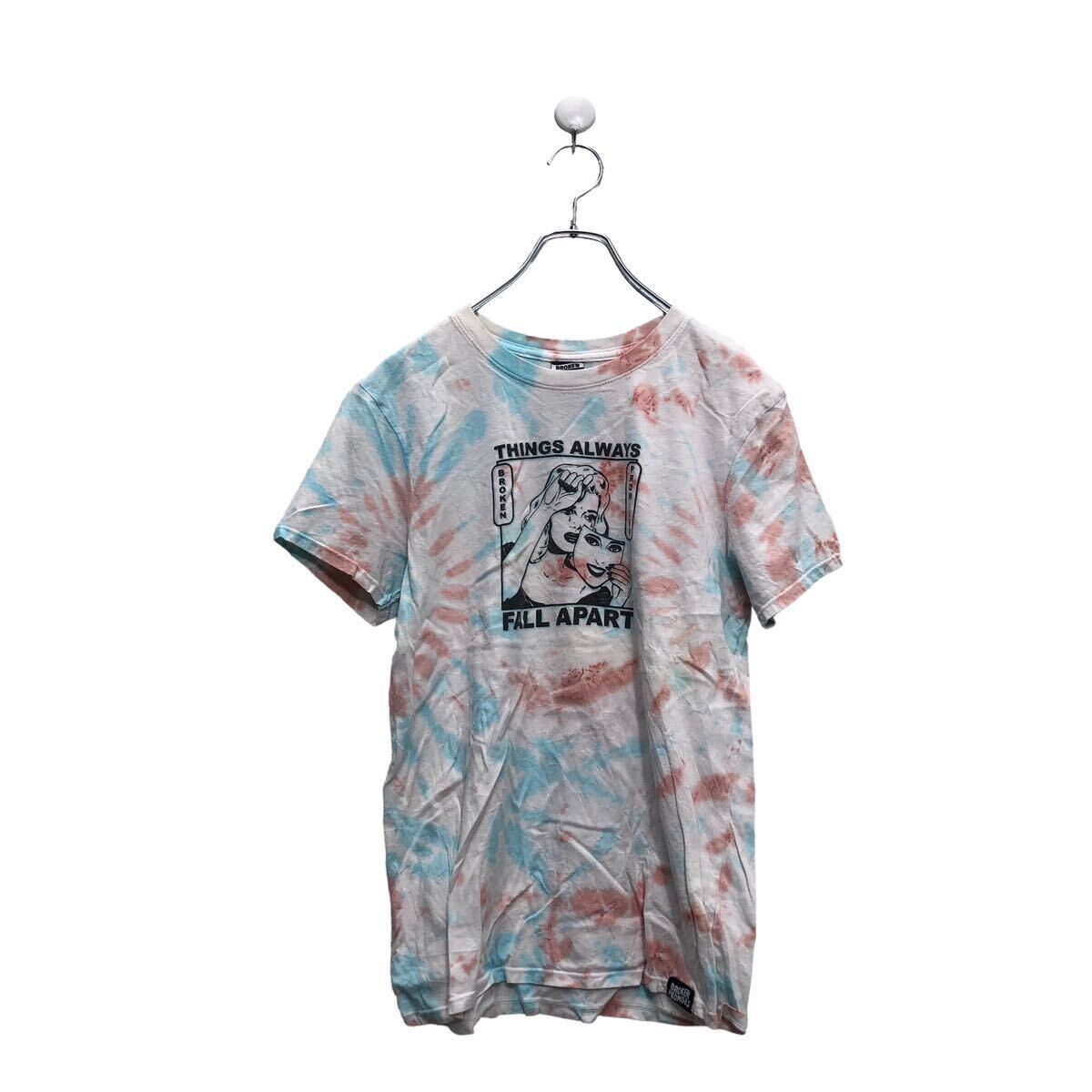 BROKEN PROMISES 半袖 タイダイ Tシャツ ブロークンプロミス XS プリント ホワイト ブルー ピンク 古着卸 アメリカ仕入 a604-5437拍卖