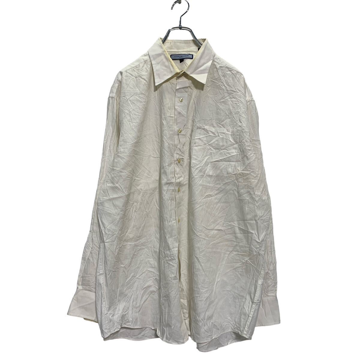 TOMMY HILFIGER 長袖 無地シャツ XL ホワイト トミーヒルフィガー ビッグサイズ 胸ポケット シンプル 古着卸 アメリカ仕入 a604-7343拍卖