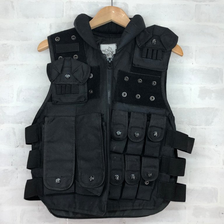 CAT SOBAT タクティカルベスト ワッペン付き サバゲー ミリタリー ブラック MU632024021506拍卖