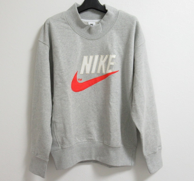 NIKE AS M NSW トレンド オーバーシャツ グレー M ナイキ スウェット トレーナー プルオーバー ロゴ刺繍 モックネック DM5274-050拍卖