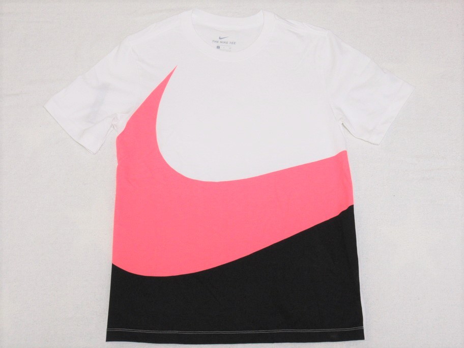 NIKE HBR SWOOSH S/S T-SHIRT 白 黒 ピンク M ナイキ ビッグスウッシュ 半袖 Tシャツ スウッシュ AR5192-104拍卖