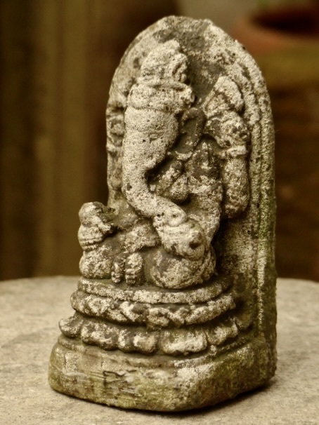 風雨に晒されたガネーシャ像h13cm ヒンドゥー仏像 幸福の神 0425拍卖