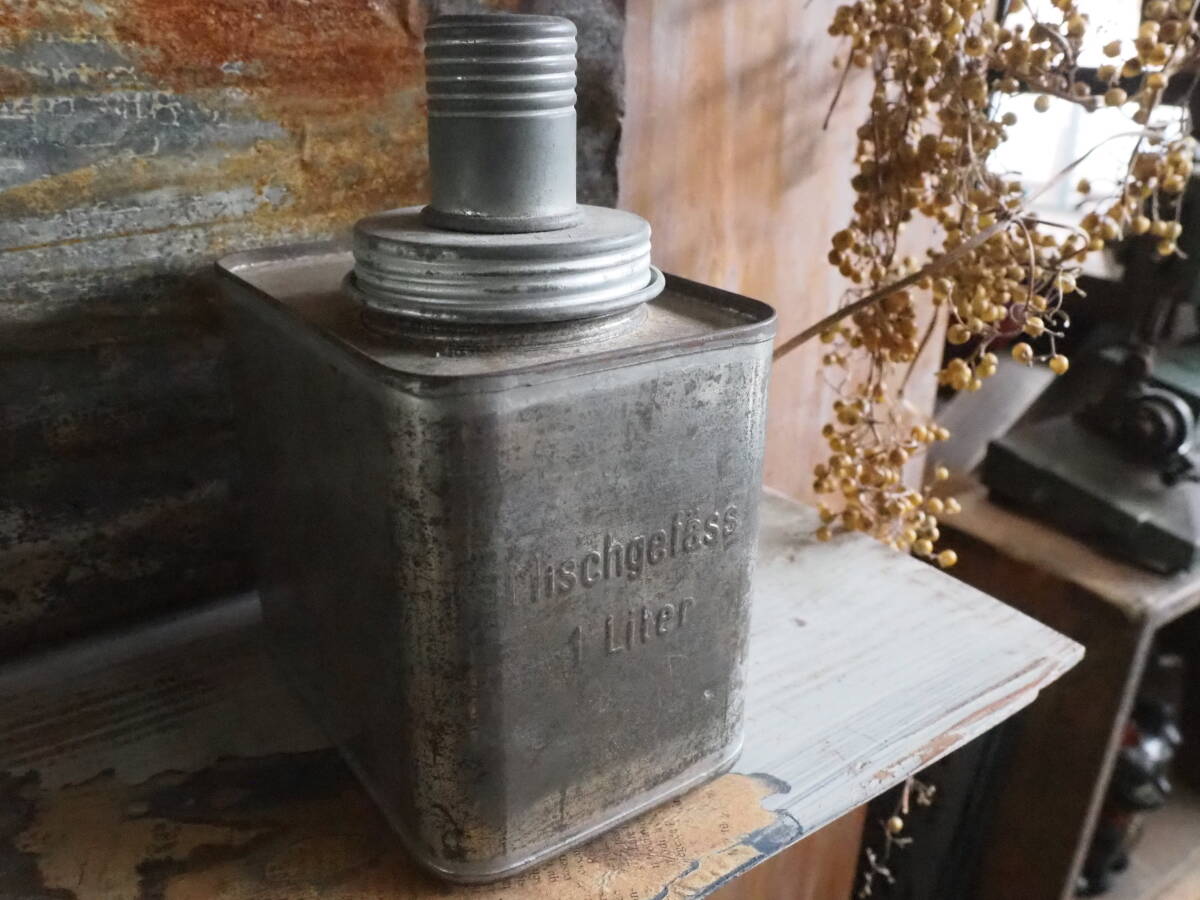 【フランス蚤の市ブリキ缶】古道具アンティーク骨董インテリア工業系ツールオイル缶インダストリアル拍卖