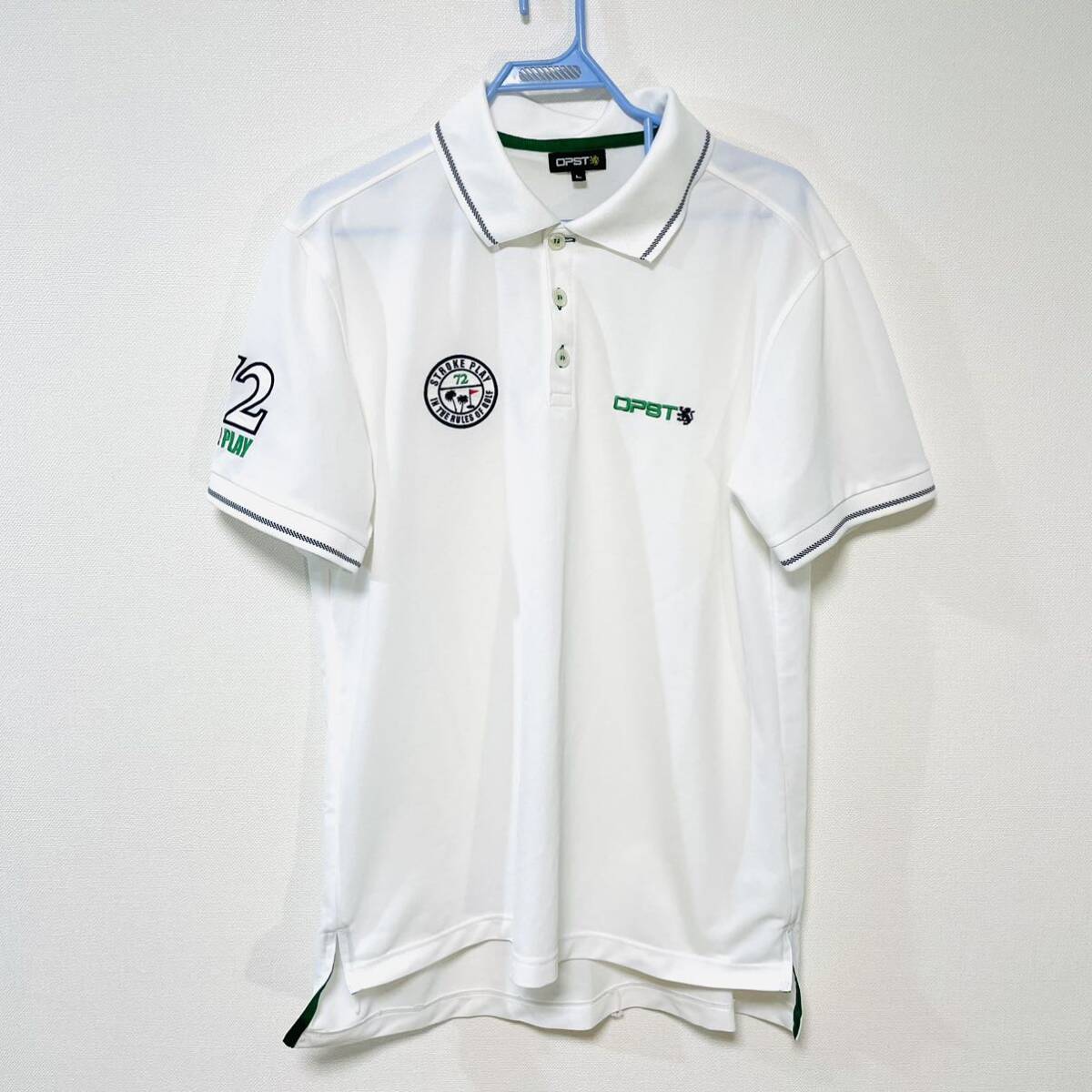 ★超美品★OPST オプスト 半袖ポロシャツ メンズL ホワイト ゴルフウェア ゴルフシャツ 吸汗速乾素材拍卖