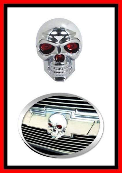 【クローム】汎用 スカル 3D エンブレム (大) ワンピース ガイコツ ドクロ ハーレー アメ車 ホットロッド バッジ カスタム カー バイク拍卖