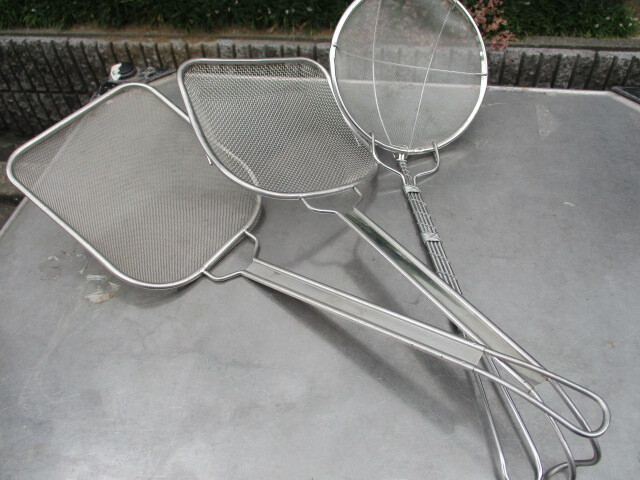 中古良品 業務用 ステンレス製 ストレーナー 網 3点セット サイズバラバラ 厨房小物 店舗用品 k0678拍卖