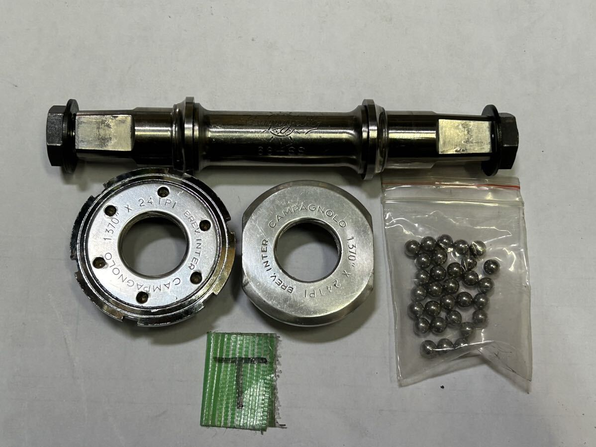 ビンテージ カンパニョーロ『スーパーレコード チタン製 ボトムブラケットセット JIS 68mm-115 バラ玉仕様』カンパ チタン BB 重量199g拍卖