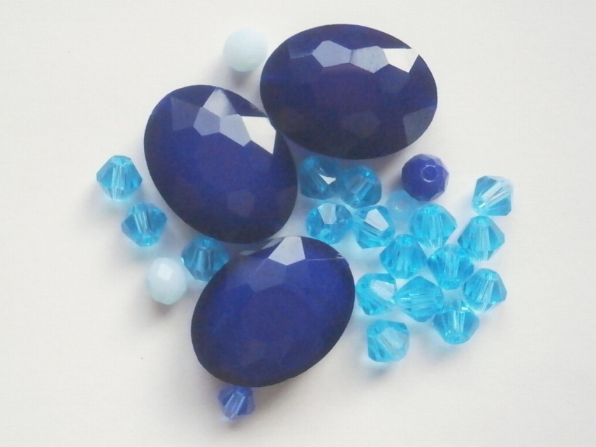 ガラスビーズ★オーバル★ブルー系★f拍卖