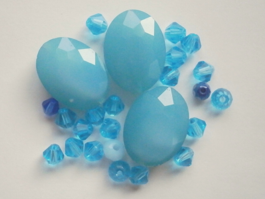 ガラスビーズ★オーバル★ブルー系★D拍卖