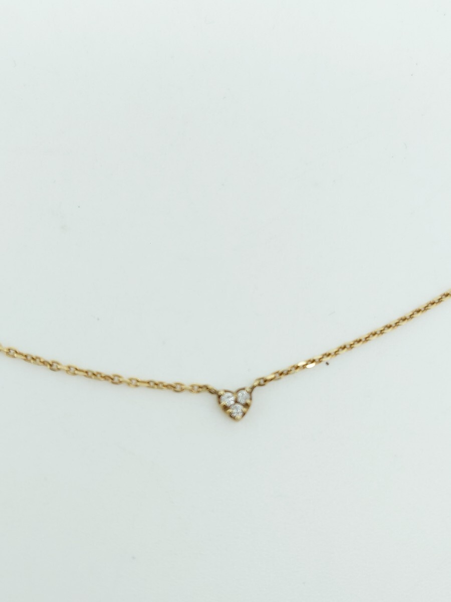 agete アガット ハート k10 ダイヤモンド ネックレス 0.02.拍卖