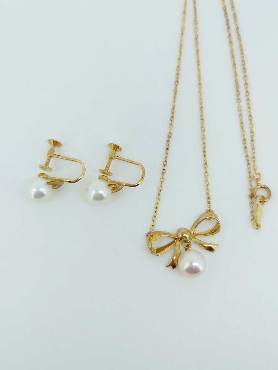 MIKIMOTO  ミキモト  パール ネックレス  イヤリング  k18YG拍卖