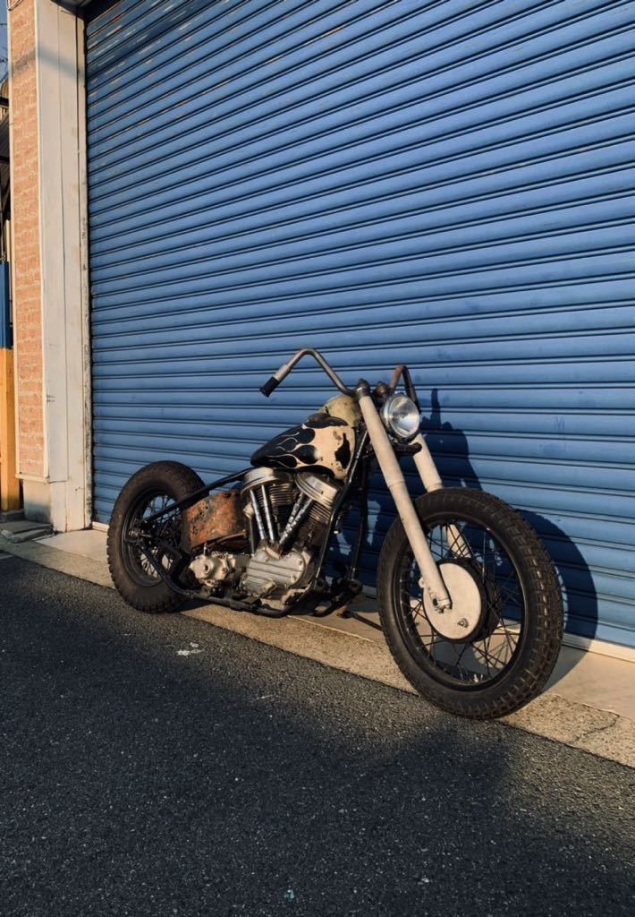 ヘリングススタイル カニハンドル スチール仕上げナックル パン ショベル サイドバルブ ビンテージ ボバー チョッパー拍卖