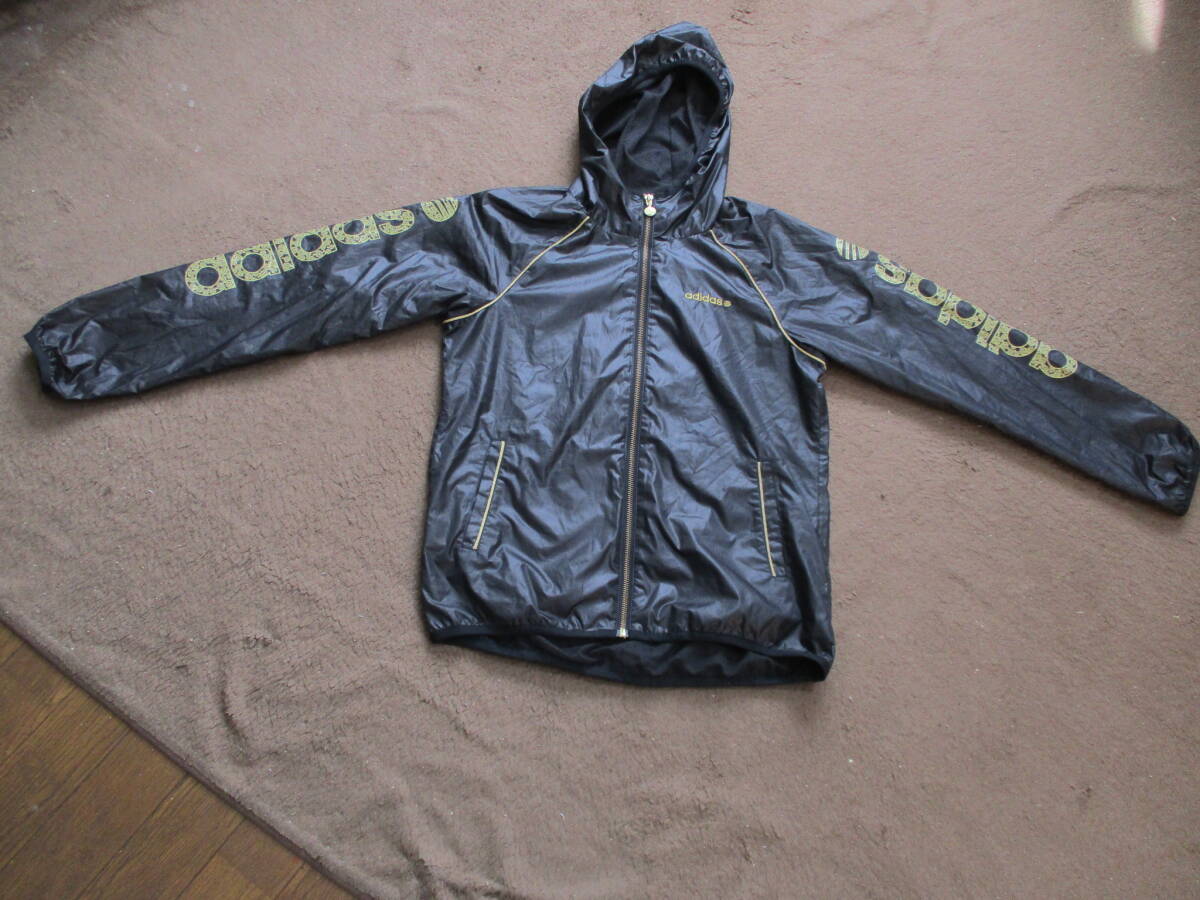 【adidas/NEO】 ゴールド・ラメ調/プリント 裏地付き/フーディ・ジャケット 【人気品】拍卖