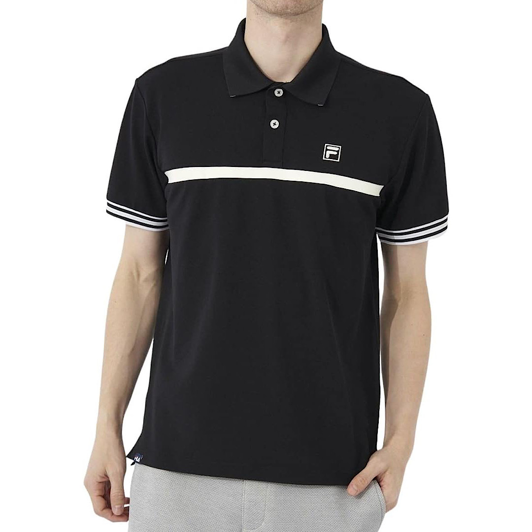 新品 フィラ ゴルフ 半袖 ポロシャツ Lサイズ 黒 ブラック 743-605 吸汗速乾 UVカット 税込8,690円 FILA GOLF 743605 メンズ ゴルフウェア拍卖