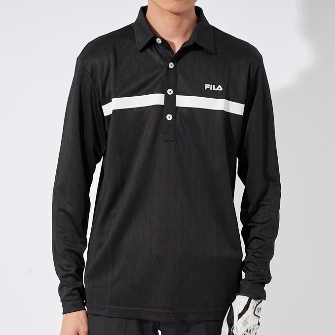 新品 フィラ ゴルフ 格子柄 長袖シャツ Lサイズ 黒 ブラック 783-503 吸汗速乾 UVカット 税込9,790円 783503 ゴルフシャツ ゴルフウェア拍卖