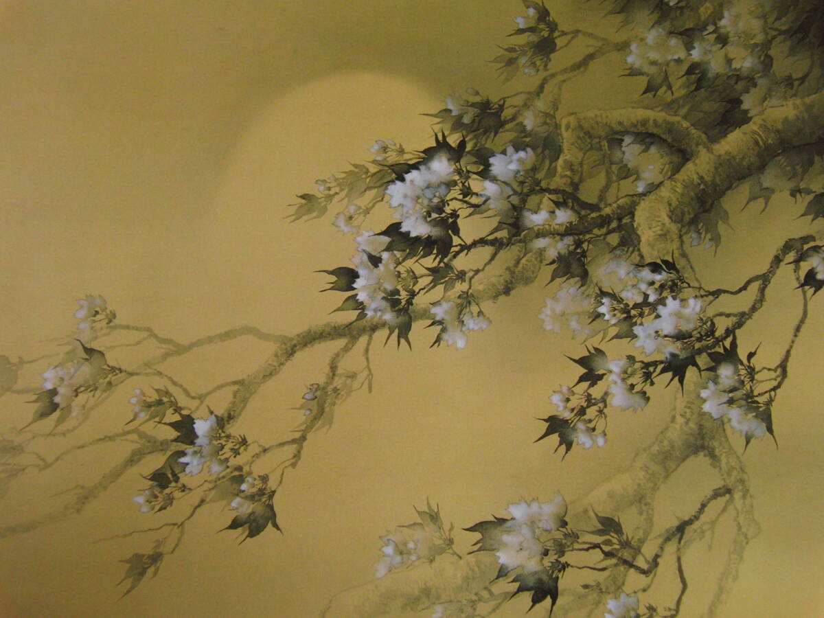 松林桂月、【夜桜】、希少な額装用画集より、厳選、新品額装、マット額装付、状態良好、日本人画家拍卖