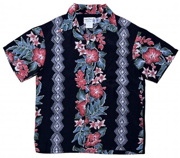 保管品 ハワイ製 USA製 IOLANI イオラニ Copper King ハイビスカス柄 レーヨン100% 半袖 アロハ シャツ / 192302 開襟 オープンカラー拍卖