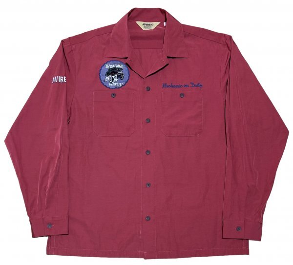 極美 AVIREX アヴィレックス 上野商会 6115121 ワッペン 刺繍 ロゴ プリント 長袖 シャツ /拍卖