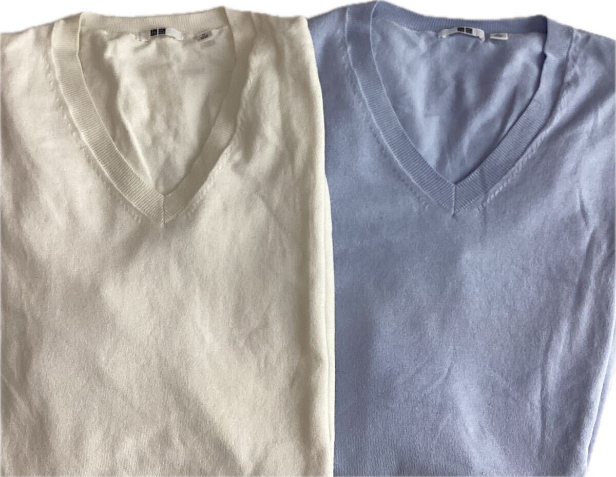 UNIQLO コットン/ナイロン Vネックニット XL 2枚拍卖