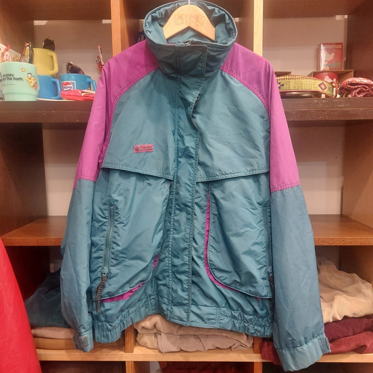 ヴィンテージ 90年代 コロンビア ナイロンブルソン ジャケット グリーン パープル サイズM位 06C2509mel拍卖