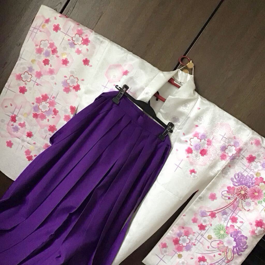 二尺袖着物&袴♪パッと目は新品♪袴は誂え♪裄69&M92♪絶対気に入る♪1回着用♪卒業式拍卖