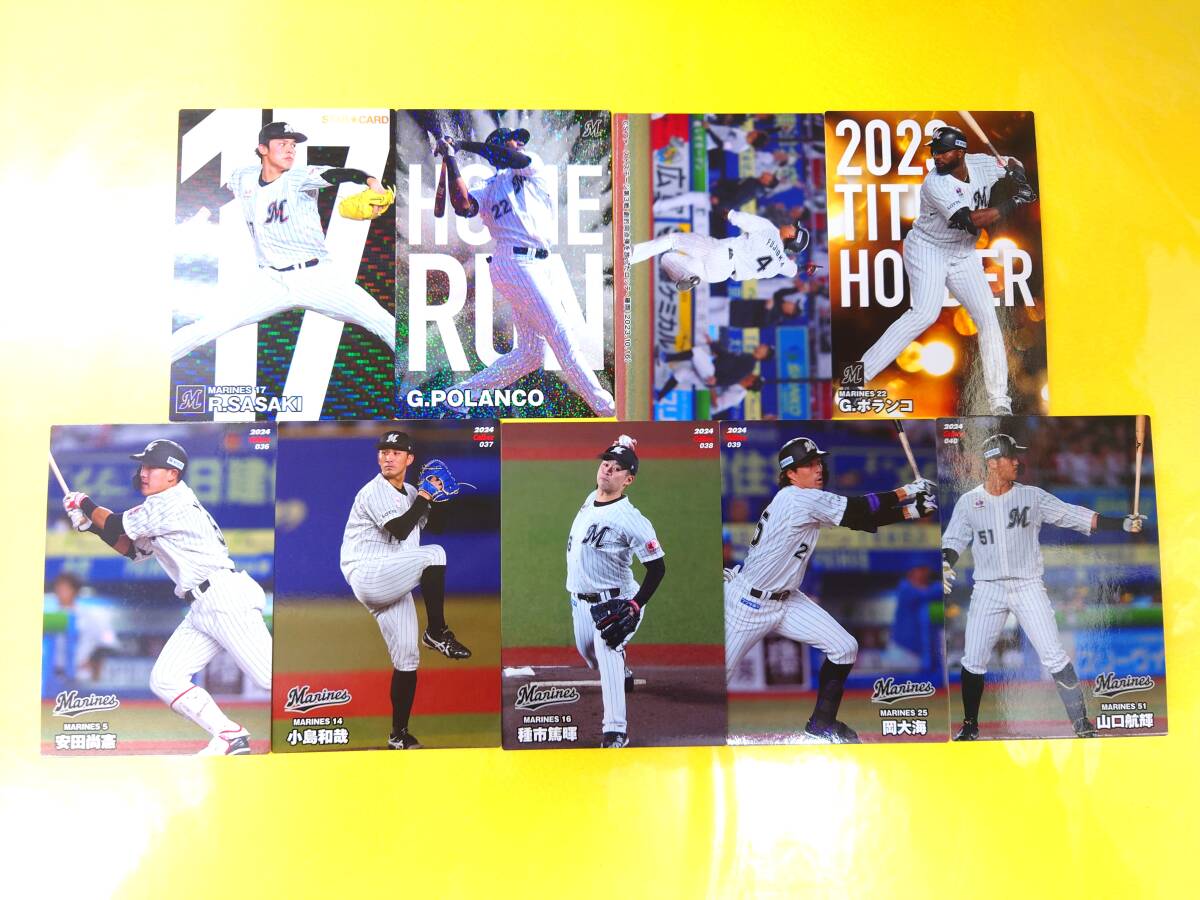 プロ野球チップス2024 第一弾【千葉ロッテマリーンズ9枚セット】S-16 佐々木朗希/BOX限定 ポランコ/タイトルホルダー/036 安田/038 種市 他拍卖