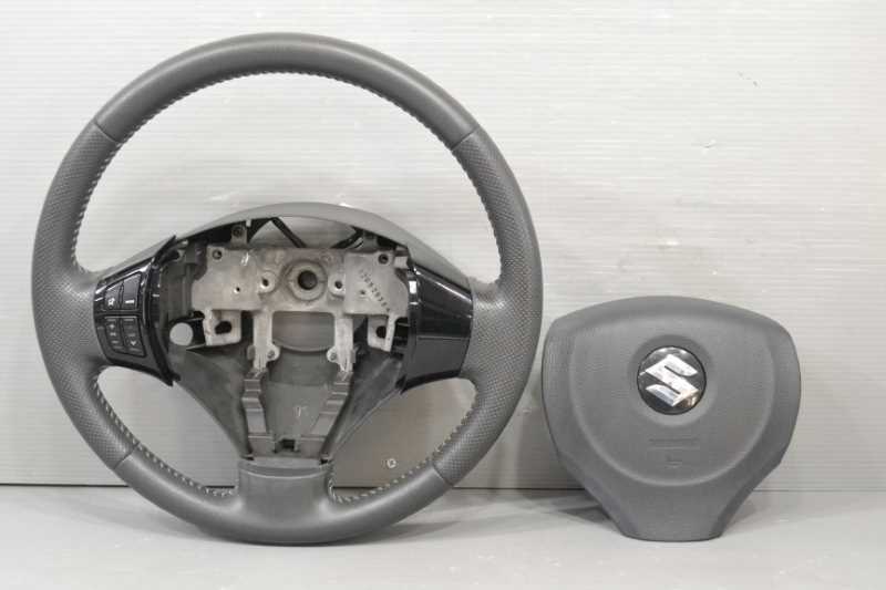 ソリオ B&W 中期(MA15S) 純正 破損無 取付OK ハンドル ステアリングホイール レザー k081206拍卖