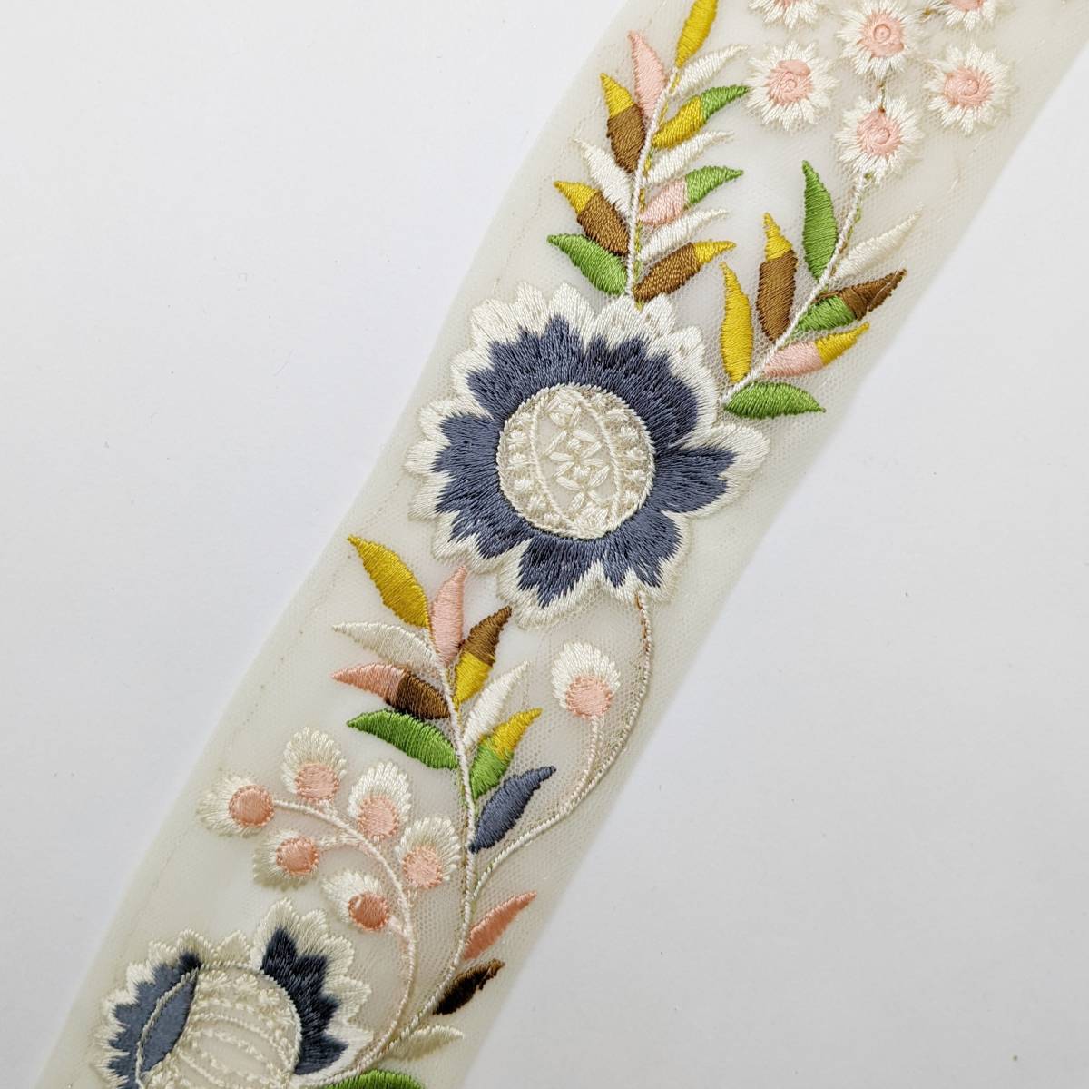 インド刺繍リボン 約60mm メッシュクリーム WH002拍卖