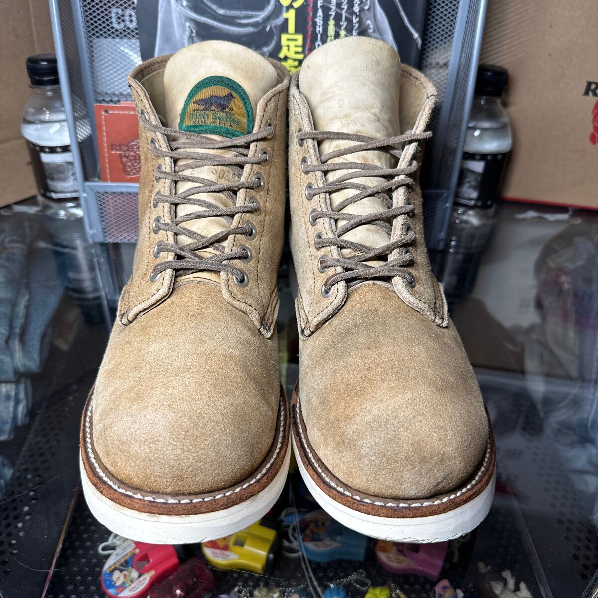 元箱有! 清潔!1997年 8167 8E 約26.5㎝ 半円犬タグ ラフアウト スェード レッドウイング プレーントゥ ヴィンテージ 洗浄除菌仕上済!①拍卖