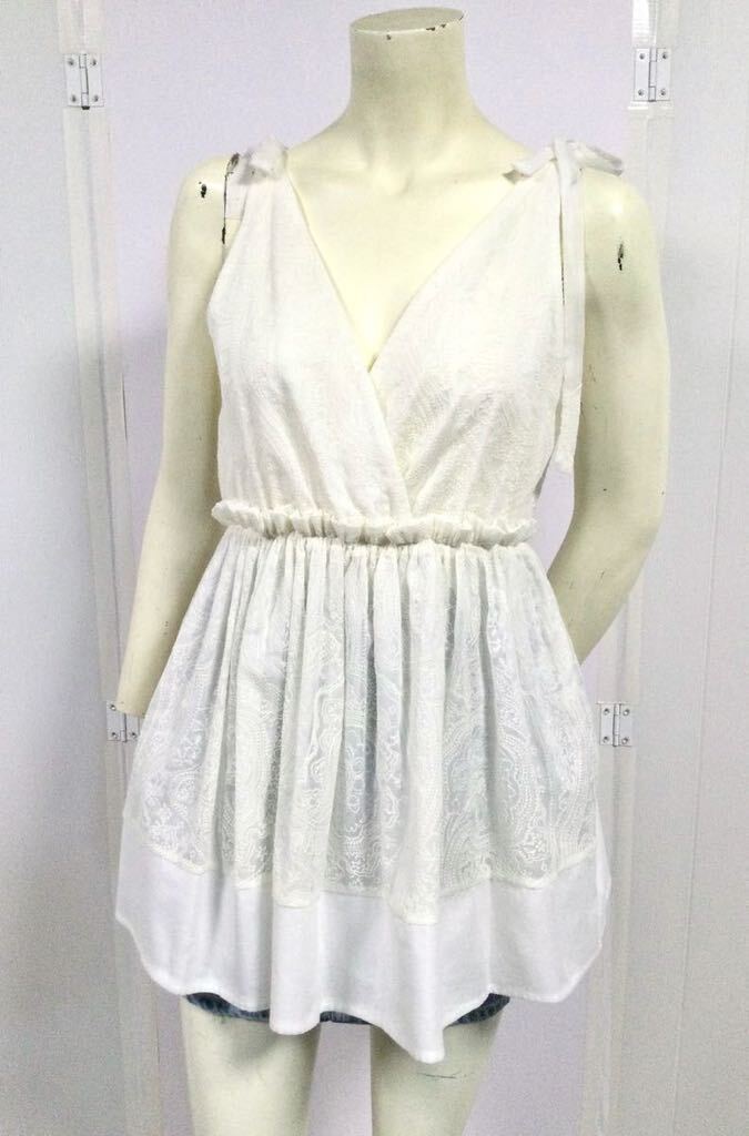 新品「BALLANTYNE」“DD0226200/OLH013-ECP00”刺繍レースデザイン シアーコットン ノースリーブ トップス SIZE:42 イタリア製拍卖