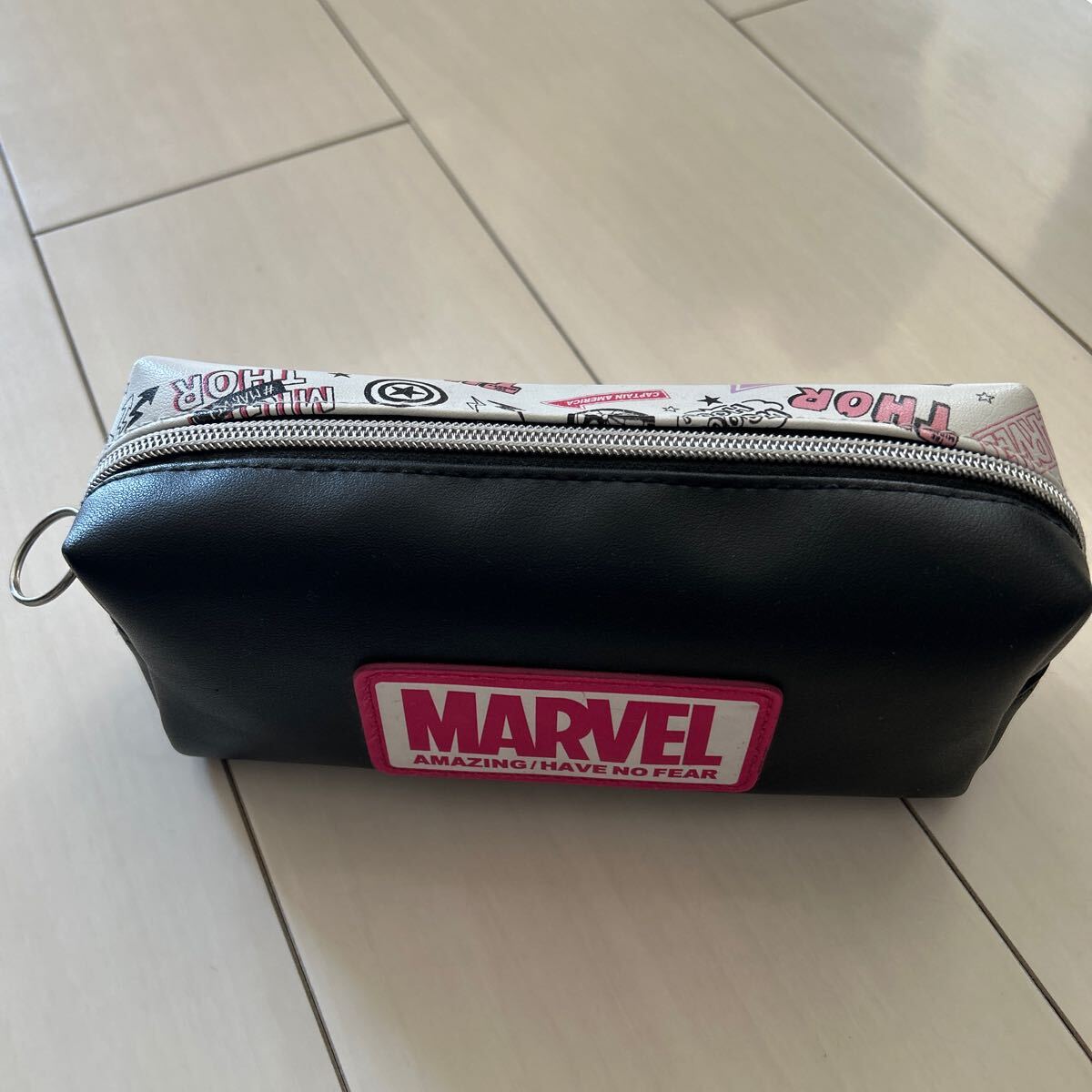 マーベル marvel ペンケース ポーチ 小物入れ 筆箱 ピンク 黒 ブラック 大容量拍卖