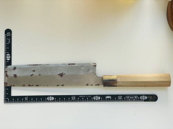 有次 包丁 薄刃包丁 菜切包丁 刃 約20cm 現状品拍卖